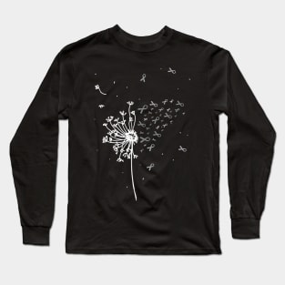 Dandelion Gray  Tumor Brain Cancer Awareness Long Sleeve T-Shirt